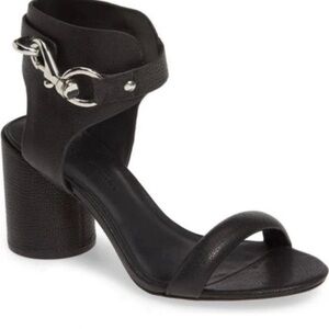 Rebecca Minkoff Black Leather Ankle-Cuff Block Heel Sandal